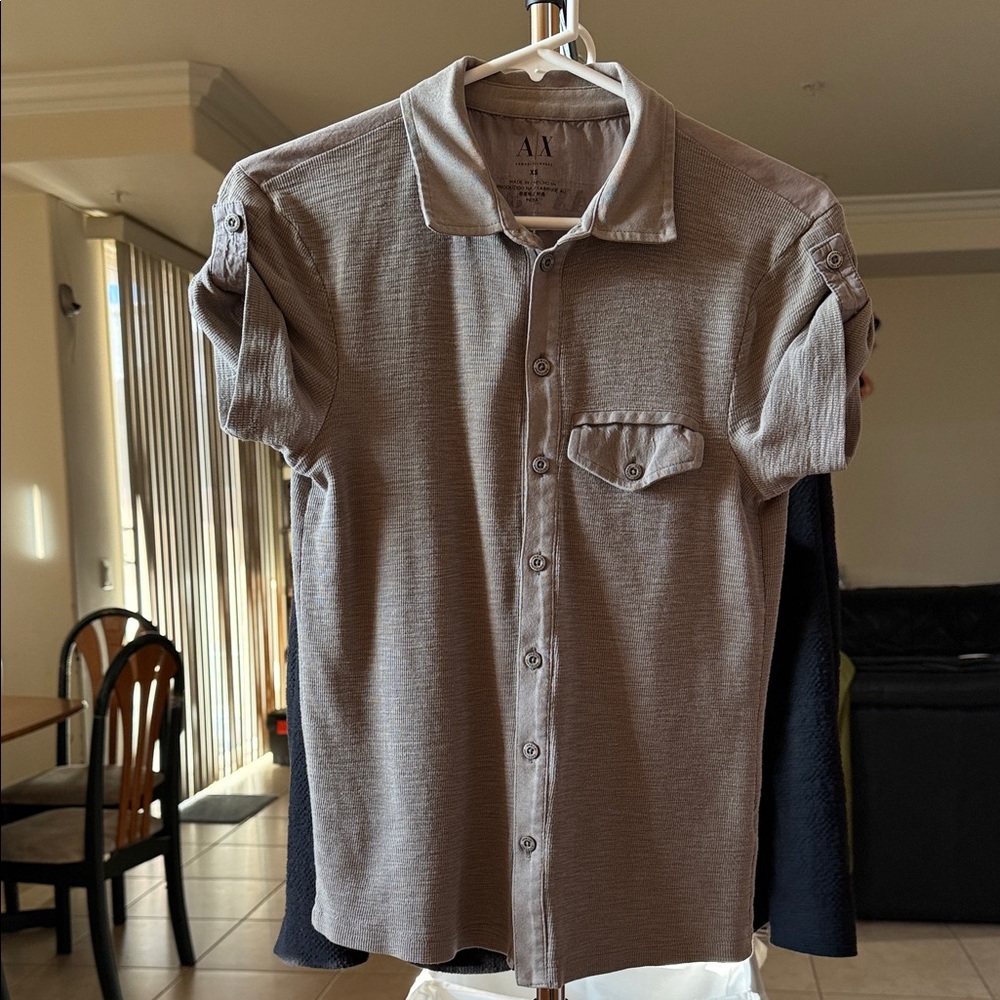 A/X Armani Exchange Taupe dark green Button-Up Shirt